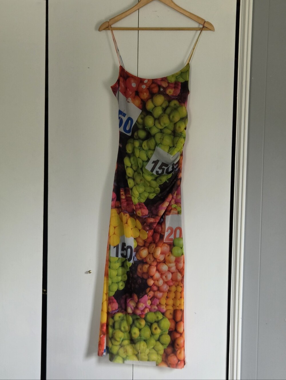 Zara Fruit-Print Maxi Slip Dress in Green, Yellow, Pink, Orange